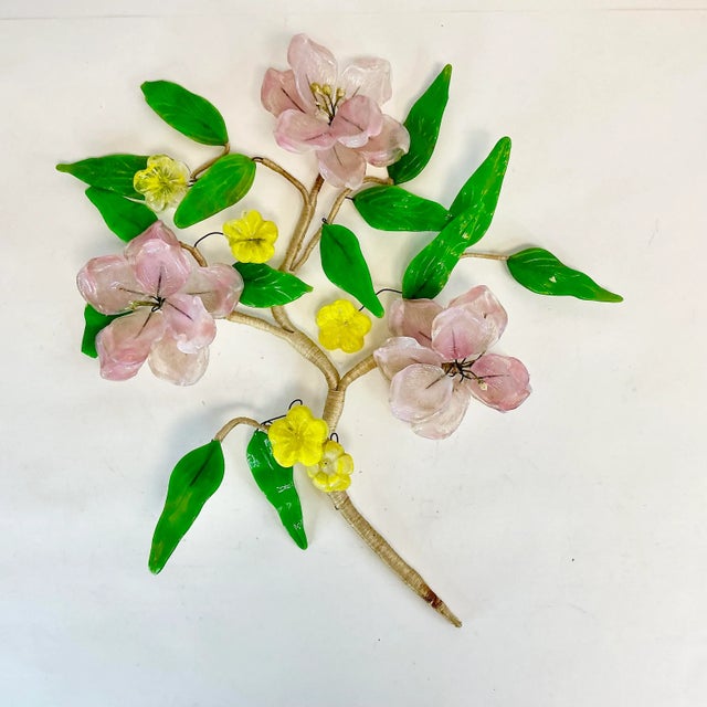 Blush Mid-Century Boho Chic Japanese Acrylic-Lucite Cherry Blossom Wall Sculptural Object For Sale - Image 8 of 11