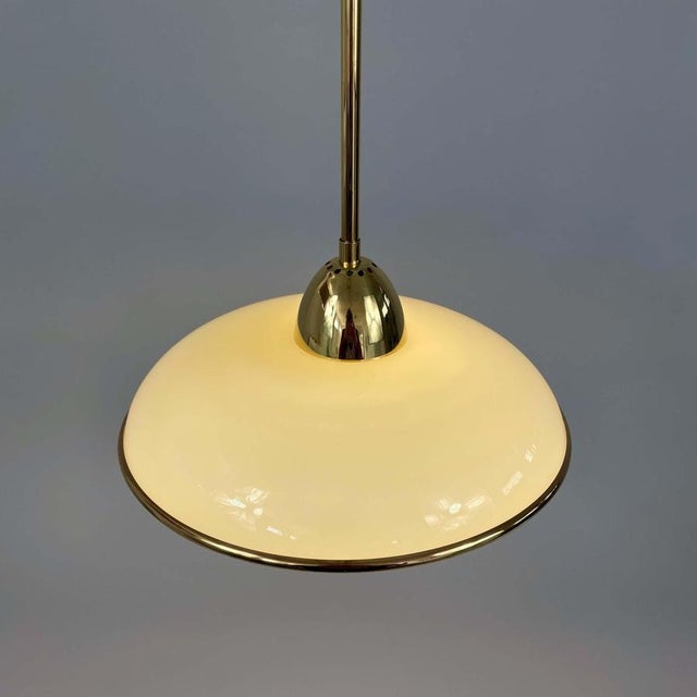Art Deco Cream Opaline Glass and Brass Pendants, Germany 1930s, Set of 2 For Sale - Image 15 of 18
