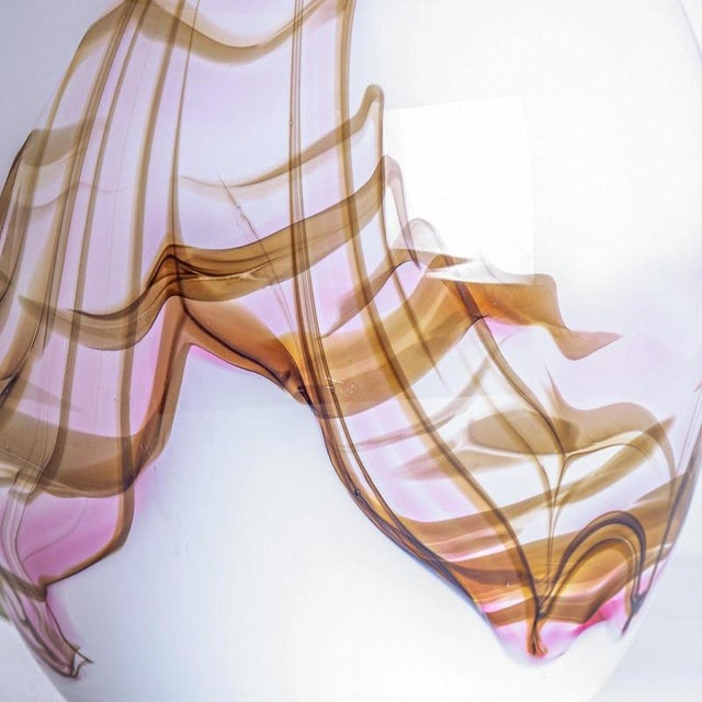 Brown White and Pink Glass Table Lamp from Holmegaard, 1970 For Sale - Image 8 of 15