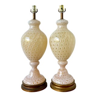 Vintage Italian Murano Glass Lamps - A Pair For Sale