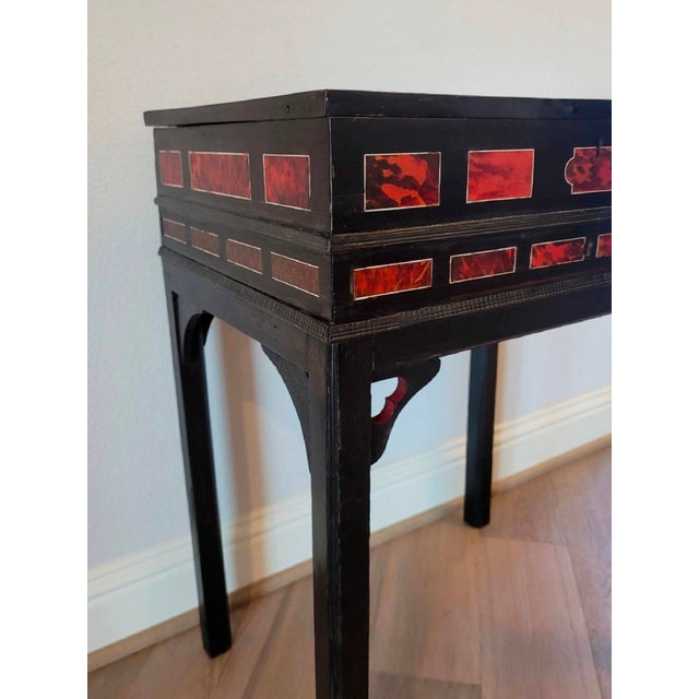 17th/18th Century Antwerp Ebonized Wood Faux Red Tortoiseshell Standing Box Silverware Chest For Sale - Image 14 of 18
