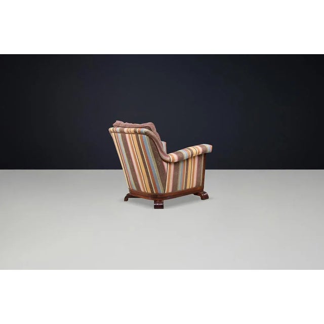 1930s Large Art Deco Chair in Fabric and Walnut, 1930s For Sale - Image 5 of 14