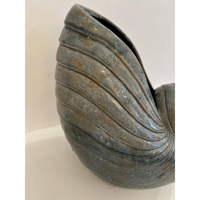 Large Ceramic Grey Nautilus Shell Sculpture For Sale - Image 11 of 12