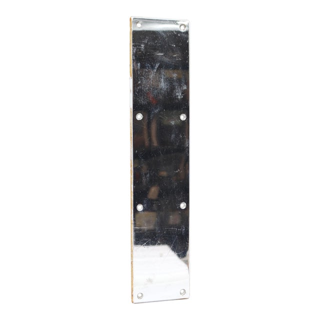 Vintage 16 In. Chrome Plated Brass Door Push Plate For Sale