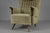 Brown Large Green Italian Wood & Fabric Wingback Armchair, 1950s For Sale - Image 8 of 15