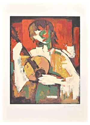 Alfredo Romagnoli, Guitar Player, 1970s, Lithograph