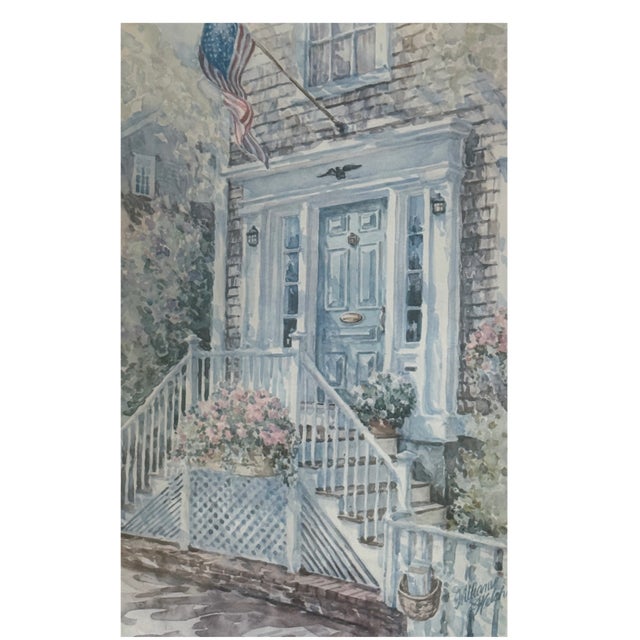 Impressionist 1980s William Welch "Nantucket Doorway" Signed & Framed Watercolor Print For Sale - Image 3 of 5