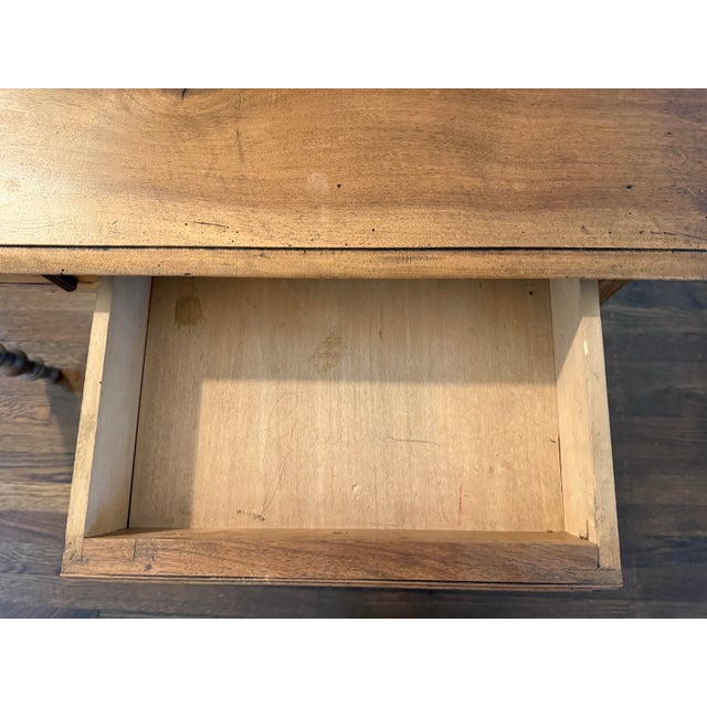 Vintage French style solid wood writing desk with removable upper organizer/hutch. Features beautifully turned and fluted...