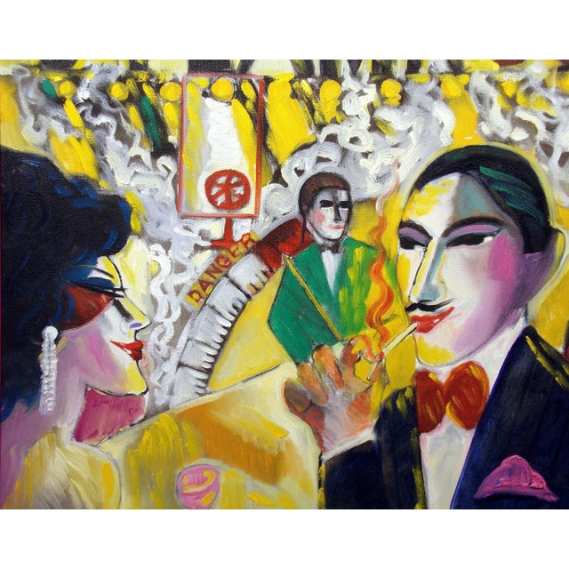 1990s 1990s "Steamy Romances" Figurative Oil Painting by Earl Linderman, Framed For Sale - Image 5 of 8