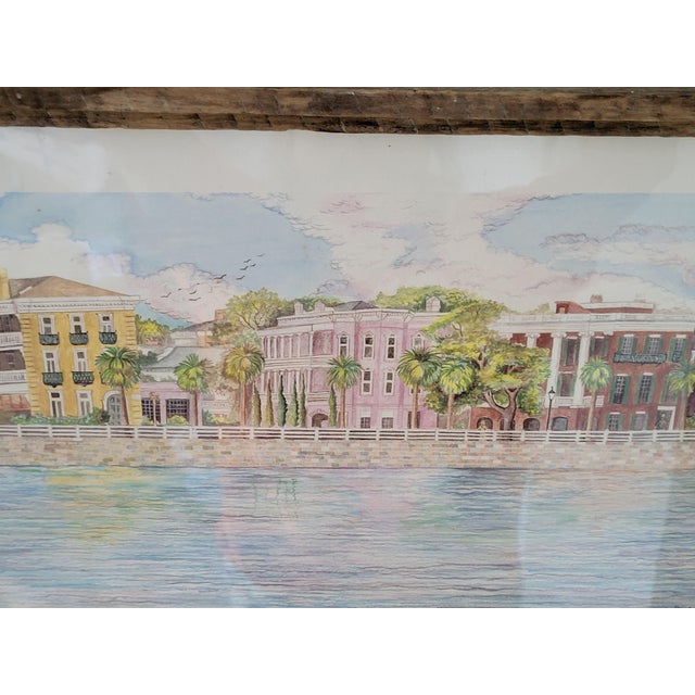 Beautiful framed art print by celebrated native Charleston artist, Jeanie Drucker. Titled "Battery Reflections," a...