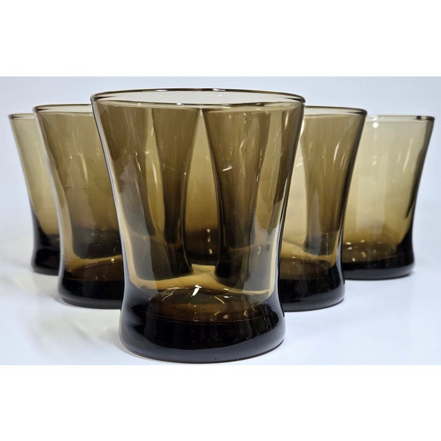 Brown Mid Century Expresso Lowball Glasses- Set of Six For Sale - Image 8 of 9