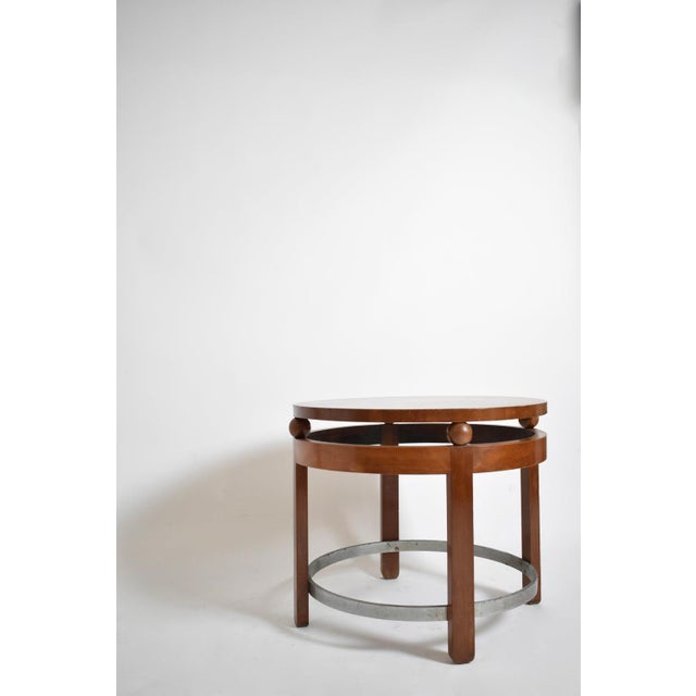 Vintage Round Wooden Pedestal Table, 1930s For Sale - Image 4 of 6