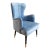Armchair in light blue velvet with black lacquered wooden feet and brass finish Dimensions (lxpxh) 60x56x86 cm seat height...