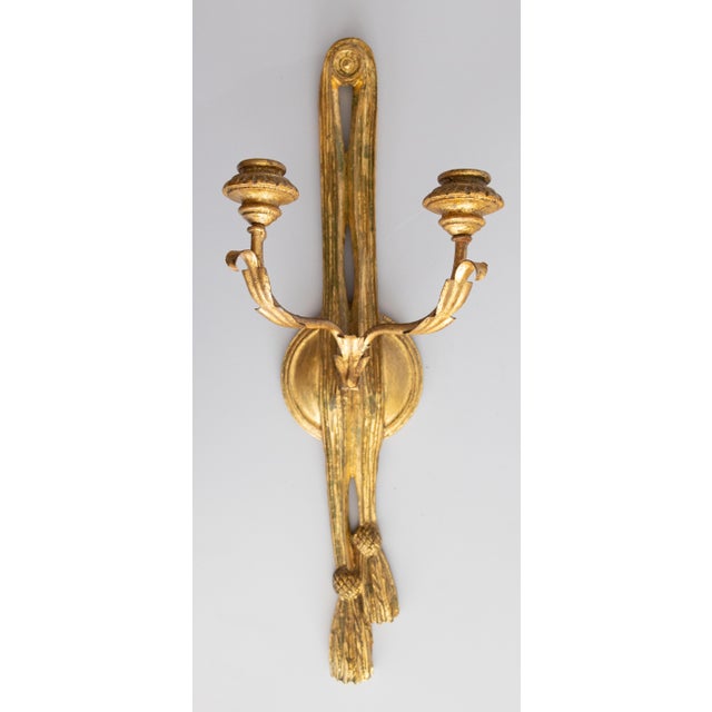 Gold Vintage Italian Florentine Giltwood & Tole Tassel Candle Sconce For Sale - Image 8 of 8