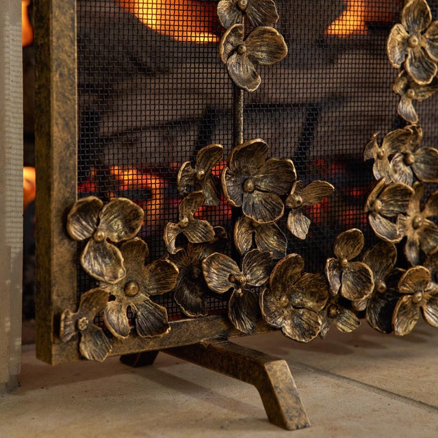 Tobacco Cascading Blooms Fireplace Screen For Sale - Image 4 of 7