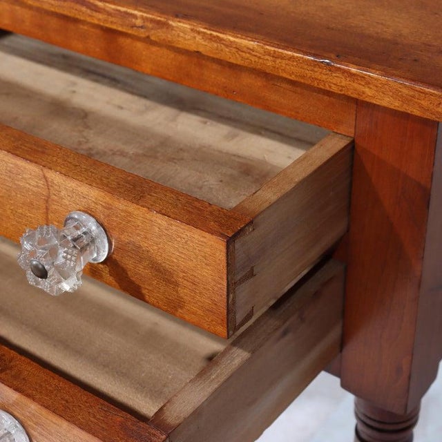 Antique Sheraton Cherry 2-Drawer Stand With Sandwich Glass Knobs C1840 For Sale - Image 17 of 18