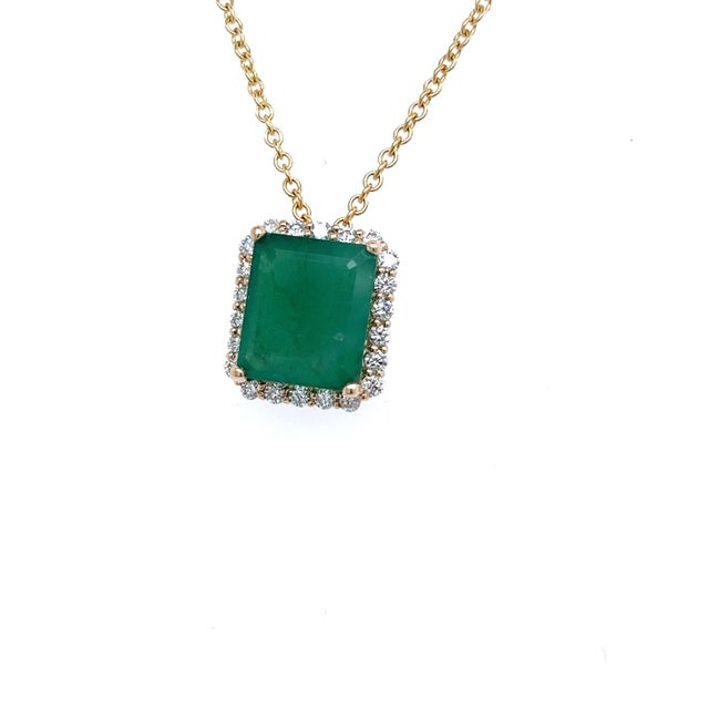 Natural Emerald Diamond Pendant Necklace 17" 14k Yellow Gold 5.05 TCW Certified $6,950 215627 MADE IN ITALY Nothing says,...