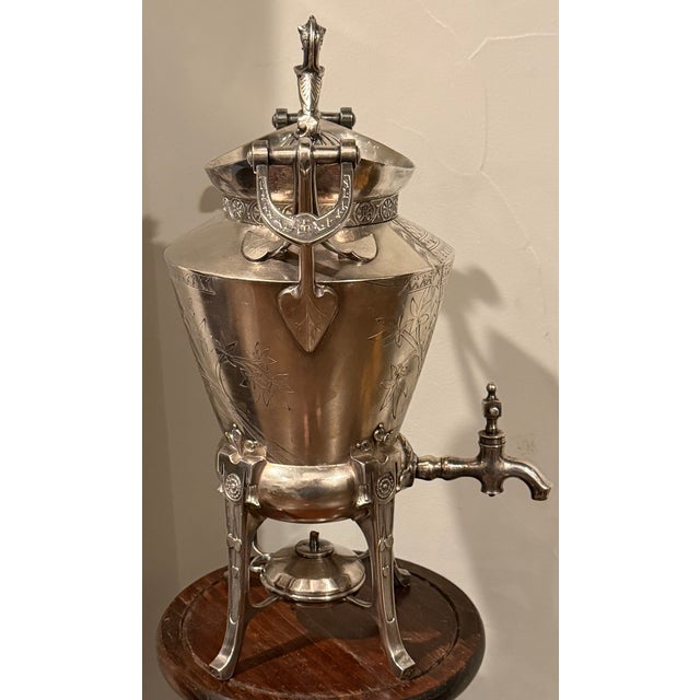 Late 19th Century 1870s Reed & Barton Egyptian Revival Silverplate Samovar With Lion Finial For Sale - Image 5 of 17