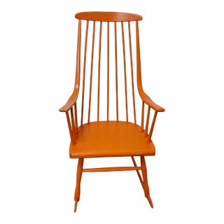 1977 Danish Modern Style Rocker in Original Orange Paint For Sale