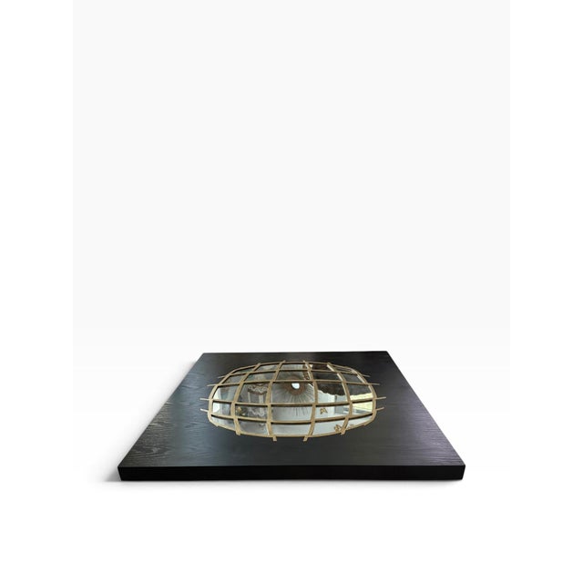 Modern Black & Gold Mirrored Globe Wall Sculpture, 2013 For Sale - Image 4 of 7