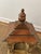 Vintage Asian-Inspired Pagoda Lantern Stands With Distressed Finish and Faux Verdi Gris Copper Roofs, a Pair For Sale - Image 10 of 11