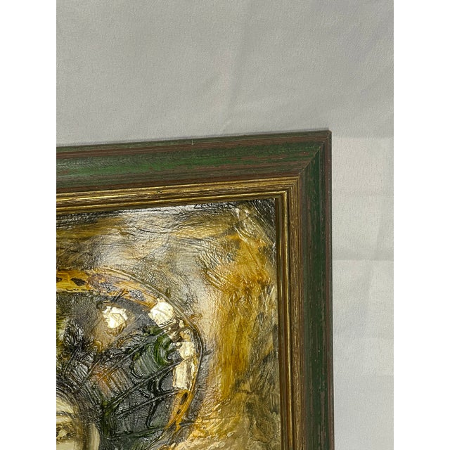Signed Contemporary Folk Art Mixed-Media Portrait of Woman With Bird For Sale - Image 10 of 11