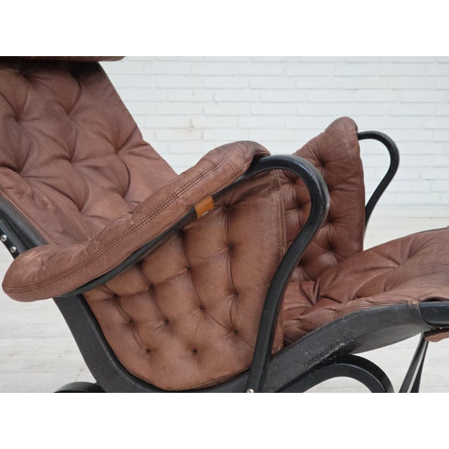 Swedish Pernilla Lounge Chair in Leather by Bruno Mathsson for Dux, 1970s For Sale - Image 4 of 18