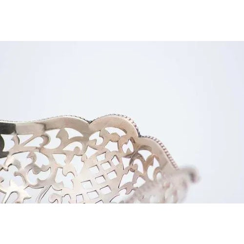 Silver Ring Bowl with Grid Cutout For Sale - Image 3 of 4