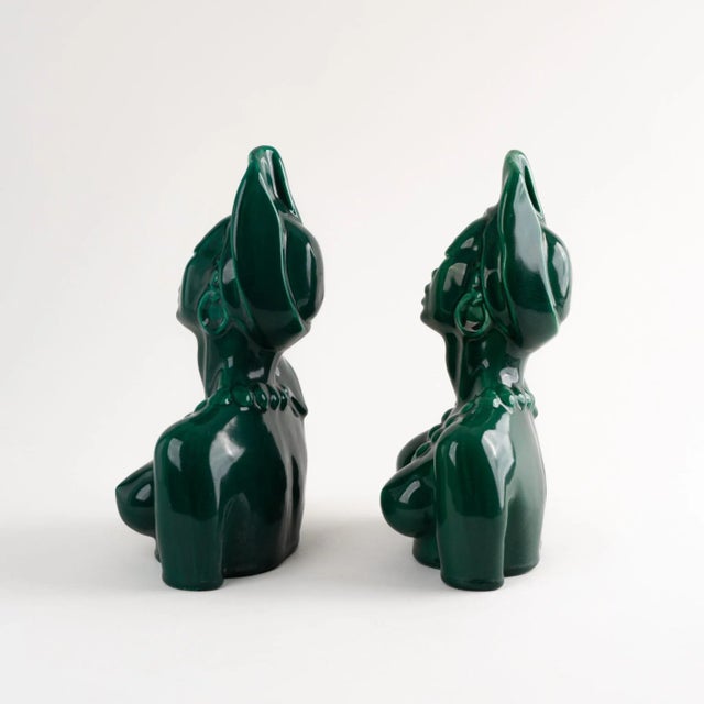 Ceramic Emerald Green Ceramic Goddess Bust Figures - Pair For Sale - Image 7 of 12