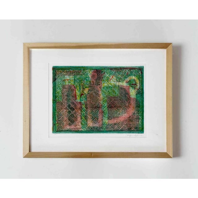 Green Raphael Ferrer. Vintage Mixed Media Print For Sale - Image 8 of 8