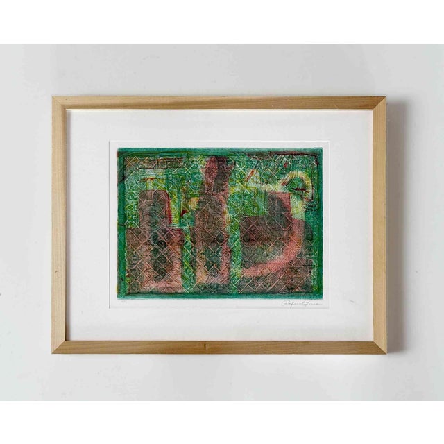 Green Vintage Abstract Print • Mixed Media For Sale - Image 8 of 8