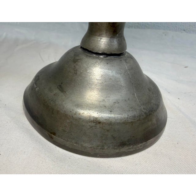 Rare Antique 17th Century English Renaissance Turned Pewter Stem Chalice Mug For Sale - Image 10 of 12