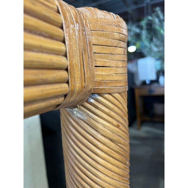 Boho Chic Vintage Pencil Reed and Glass Console or Sofa Table For Sale - Image 3 of 10