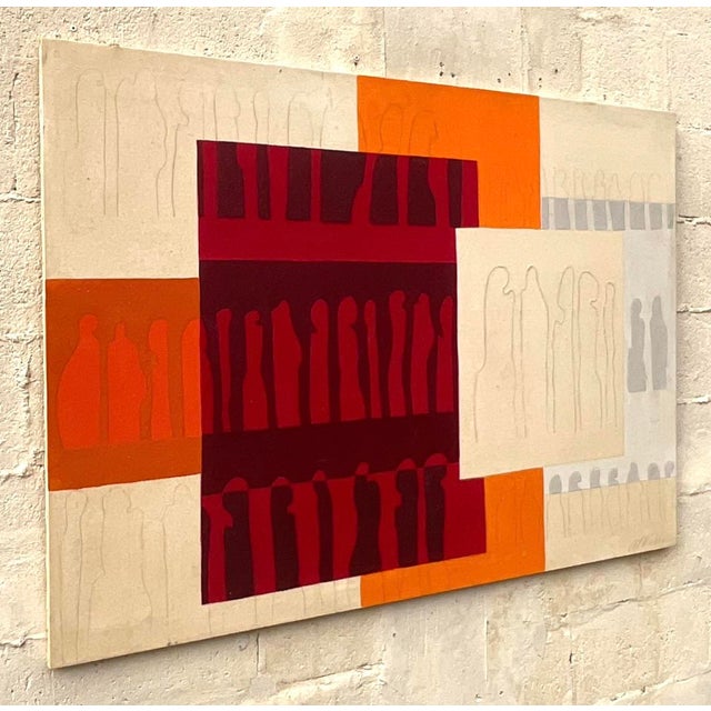 Vintage Abstract Acrylic on Canvas For Sale - Image 10 of 11