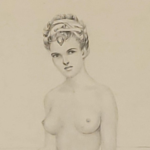 Pencil Drawing of Man and Woman, Circa 1950s For Sale In San Francisco - Image 6 of 8