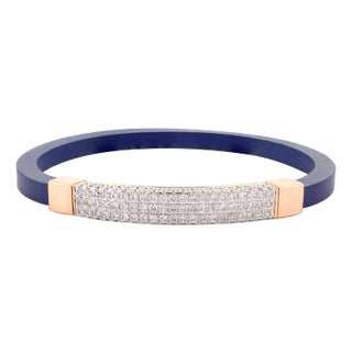 Pave Set Natural Diamond Mens Adjustable Bangle Bracelet in 18k Yellow Gold For Sale