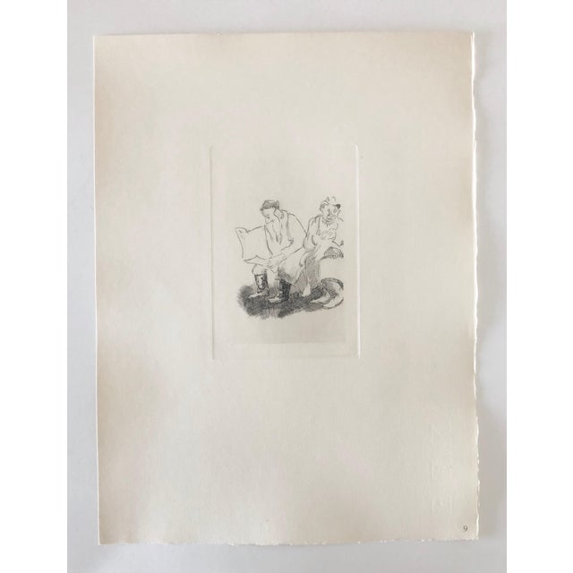 Mid 20th Century Paul Jeffay, Judaica Jewish Shtetl Etching Reading the Newspaper Vintage Chassidic Art Print, c.1950's For Sale - Image 5 of 5