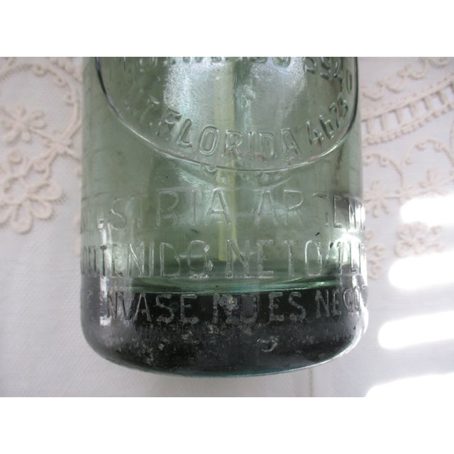 Vintage 1930’s Green Argentina Handmade Glass & Metal Soda/Seltzer Bottle For Sale In Columbia, SC - Image 6 of 18
