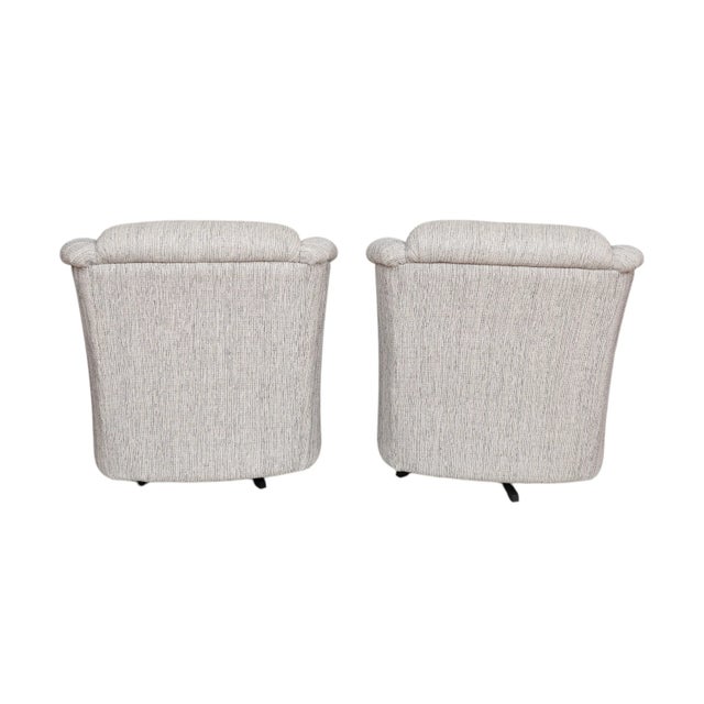 Contemporary Gray Swivel Club Chairs - a Pair For Sale - Image 4 of 8