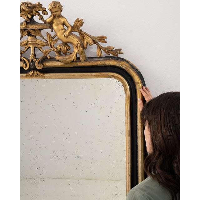 French 19th Century France Napoleon III Brown Wood Full-length & Floor Mirrors For Sale - Image 3 of 10