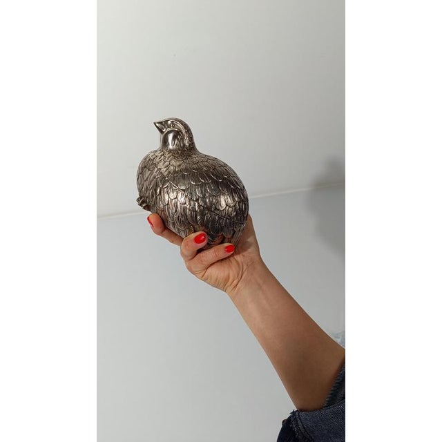 Mauro Manetti Mid-Century Silver-Plated Quail-Shaped Box in the style of Mauro Manetti, 1970s For Sale - Image 4 of 18