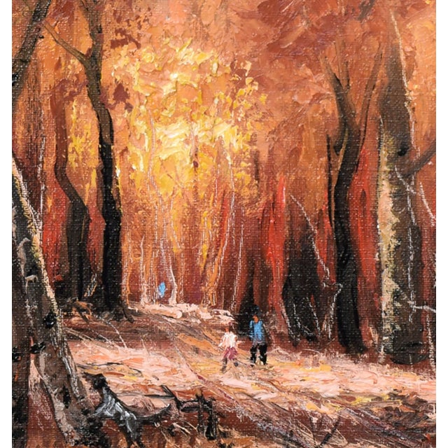 American Autumn Walk in the Woods - Mid Century Figurative Landscape by Harold Landaker For Sale - Image 3 of 5