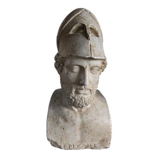 Large Plaster Neoclassical Bust of Pericles For Sale