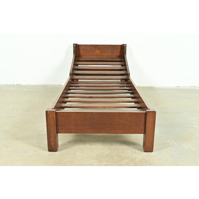 Brown Limbert Antique Mission Oak Arts & Crafts Daybed, Newly Restored For Sale - Image 8 of 10