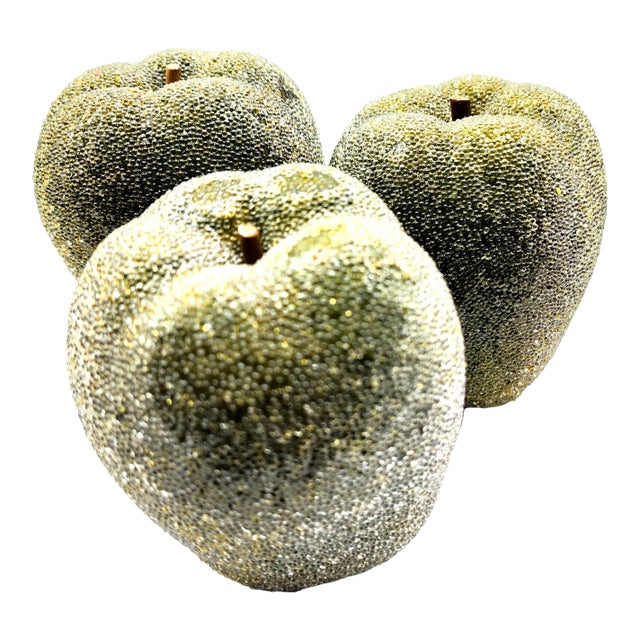 Set of 3 Mid-Century Giant Faux Sugared Green Apples For Sale