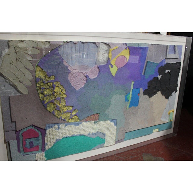 1970s "Crescent With Black" Abstract Expressionist Mixed-Media Painting by Tom Ballo, Framed For Sale - Image 4 of 9