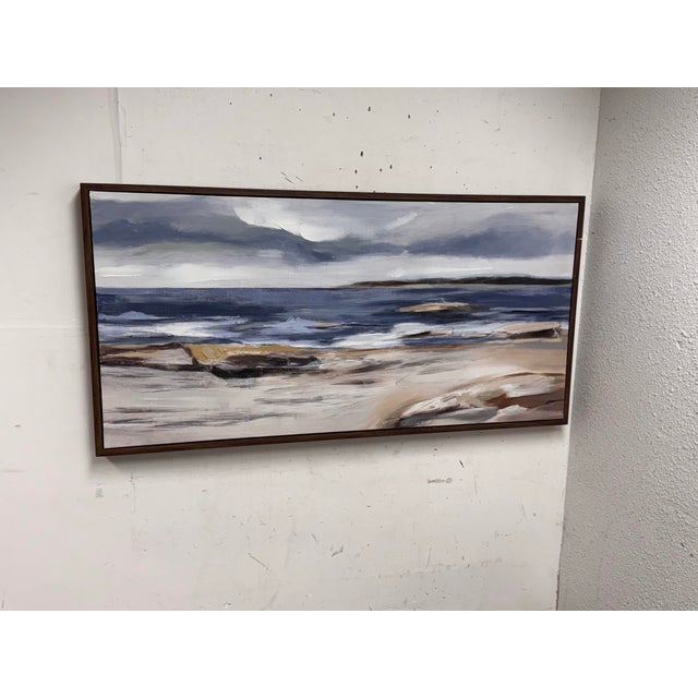Design Plus Gallery presents a Framed Coastal Painting on Canvas by artist Brodsky. This contemporary abstract seascape is...