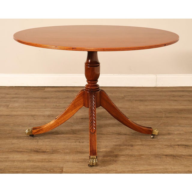 Duncan Phyfe Style Mahogany Round Breakfast Table With Brass Claw Feet For Sale - Image 14 of 18