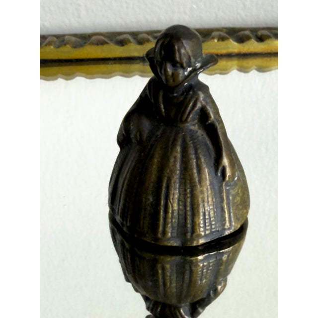 Victorian Vintage Dutch Girl Figural Brass Table Bell Novelty Desk Call Bell For Sale - Image 3 of 13