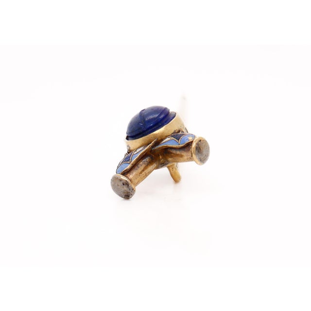 Carl Bacher Austrian Egyptian Revival Gold & Enamel Scarab Beetle Stickpin For Sale - Image 9 of 11